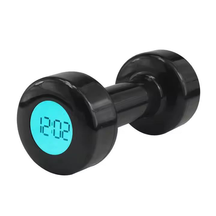 Portable Black Digital Shape up Fitness Dumbbell Alarm Clock
