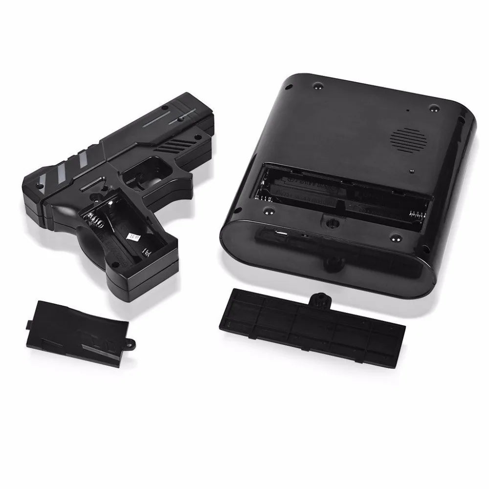 Digital Gun Alarm Clock – Target Laser Shoot Gadget, Kids’ and Desk Table Wake-Up Clock