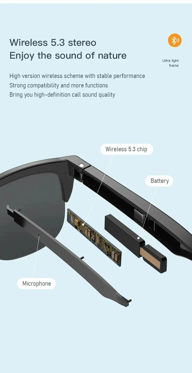 Xiaomi NEW Smart Sunglasses Glasses, Bluetooth Call Outdoor Sports Headphones, HiFi Audio, Blue Light, Waterproof, Anti-UV, Unisex