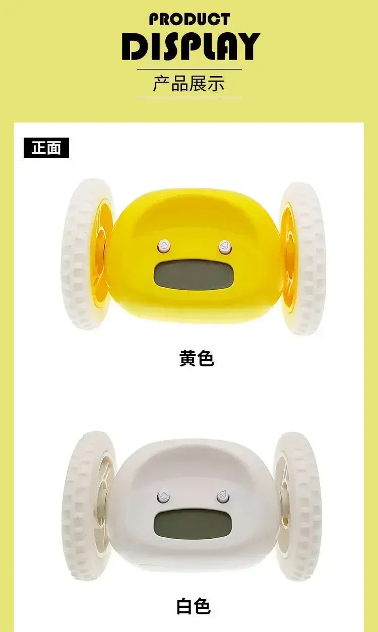 CLOCKY Roll Alarm Clock for Heavy Sleepers on Wheels (Adults Kids Teens Bedroom), Run Away, Moving, Annoying, Jump
