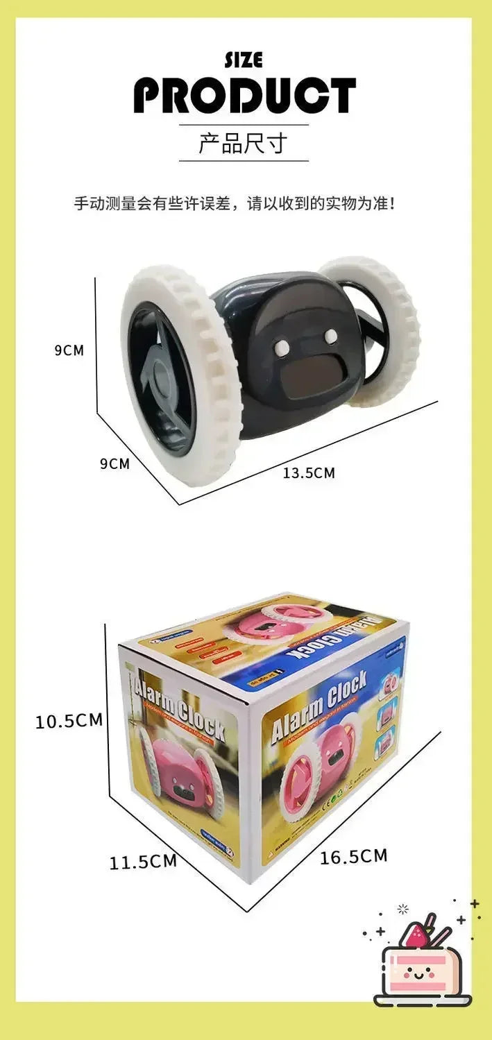 CLOCKY Roll Alarm Clock for Heavy Sleepers on Wheels (Adults Kids Teens Bedroom), Run Away, Moving, Annoying, Jump