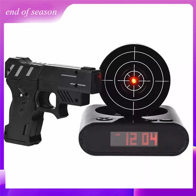 Digital Gun Alarm Clock – Target Laser Shoot Gadget, Kids’ and Desk Table Wake-Up Clock