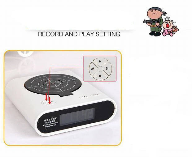 Digital Gun Alarm Clock – Target Laser Shoot Gadget, Kids’ and Desk Table Wake-Up Clock